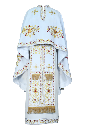 Vesmant Brodat Crucea Patriarhala - B34 - alb/grena