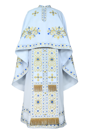 Vesmant Brodat Crucea Patriarhala - B34 - alb/albastru